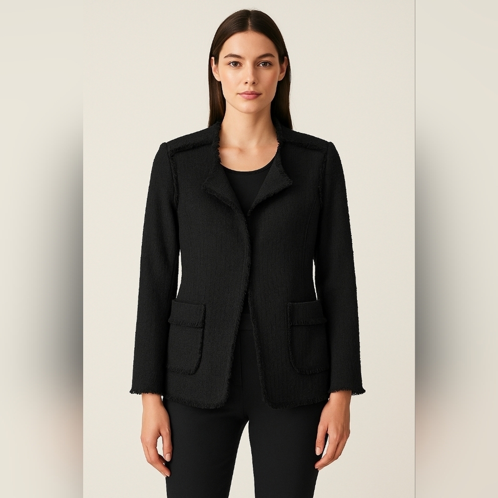 Rebecca Tyler Tweed Fringe Jacket Blazer